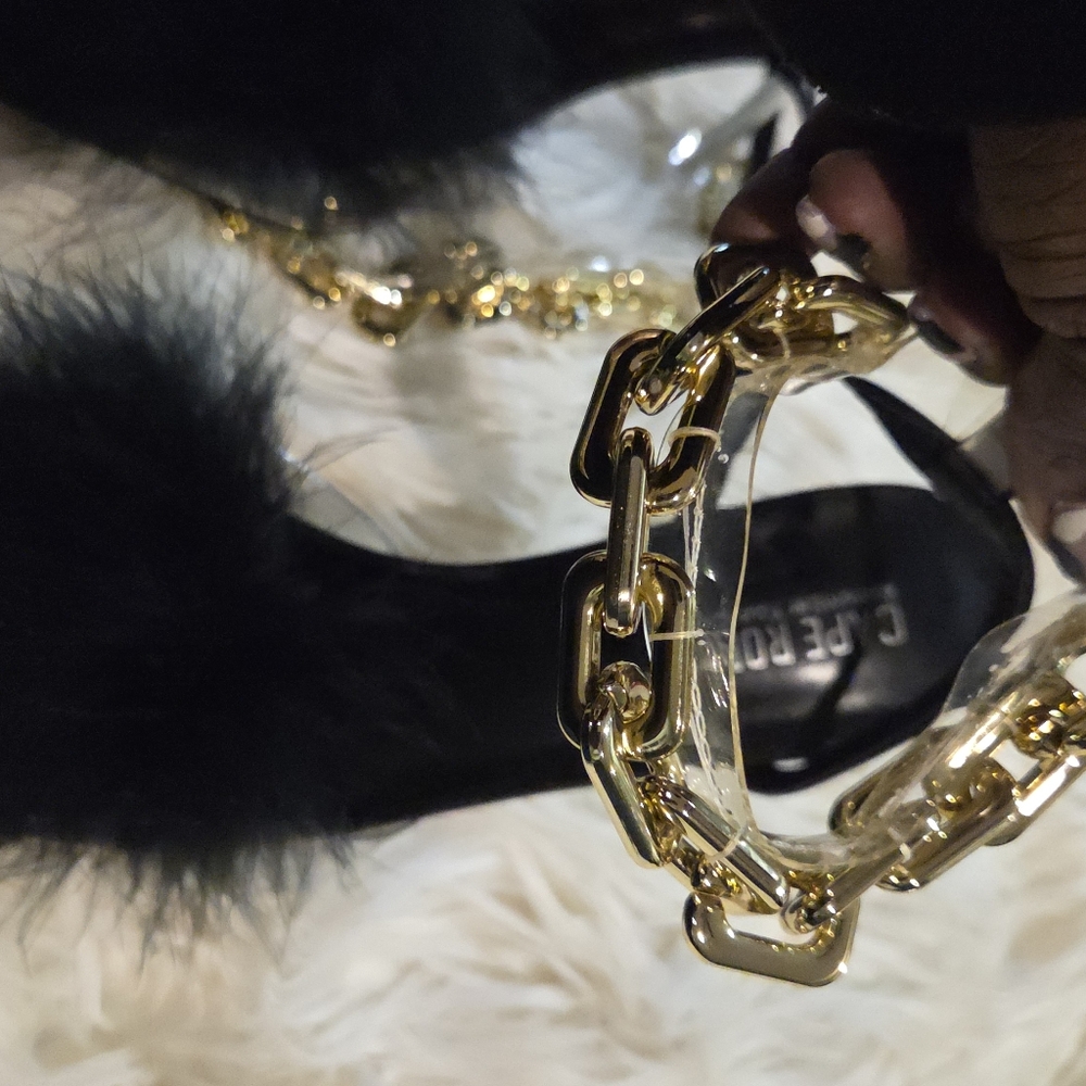 Cape Robbin Black and Gold Chain Belt